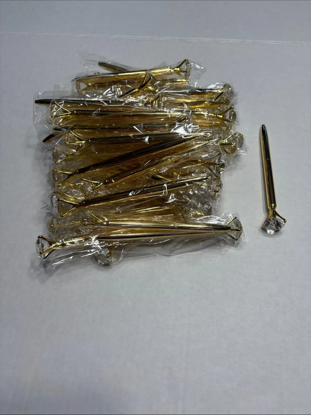 Leinuosen 49 Pcs Diamond Bridal Showers Pen Bulk, Gold Metal Ballpoint Black